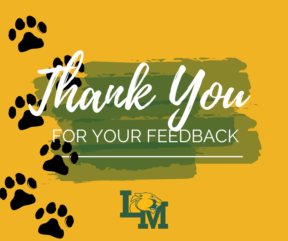 text - thank you for your feedback with paw prints on the left side